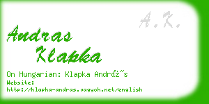 andras klapka business card